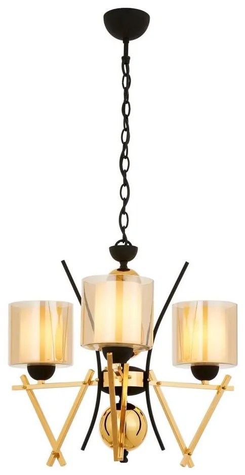 VARANA láncos csillár 3xE27/40W/230V fekete/arany