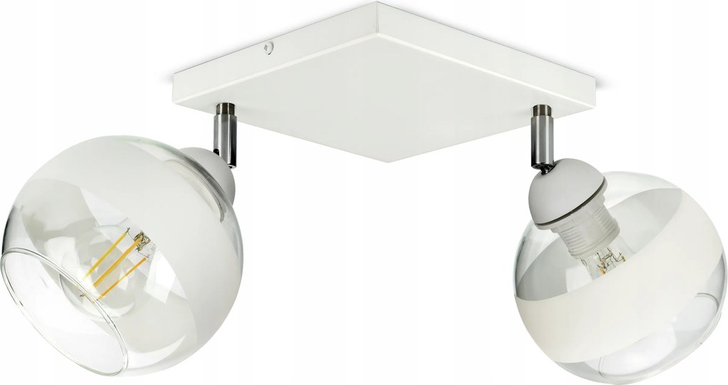 Mennyezeti Függő Lámpa Csillár Fehér Üveg Gömbök Fehér Belt AG2 Led E27