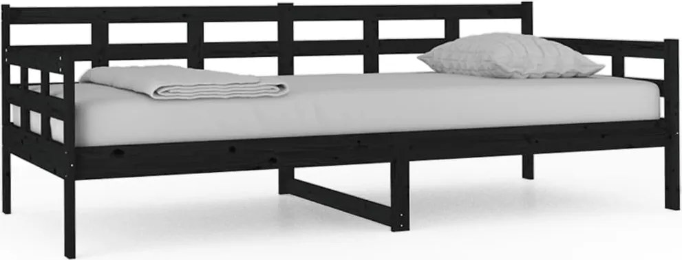 vidaXL fekete tömör fenyőfa kanapéágy 90x200 cm