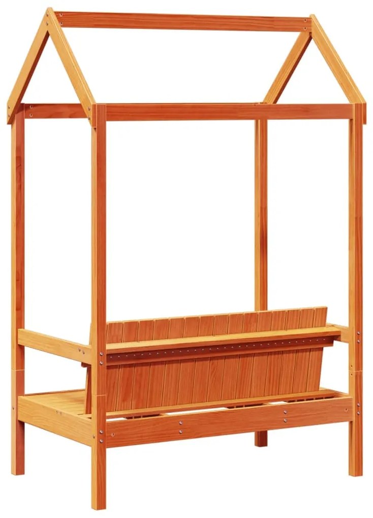 viaszbarna tömör fenyőfa pad tetővel 117,5 x 70 x 176,5 cm