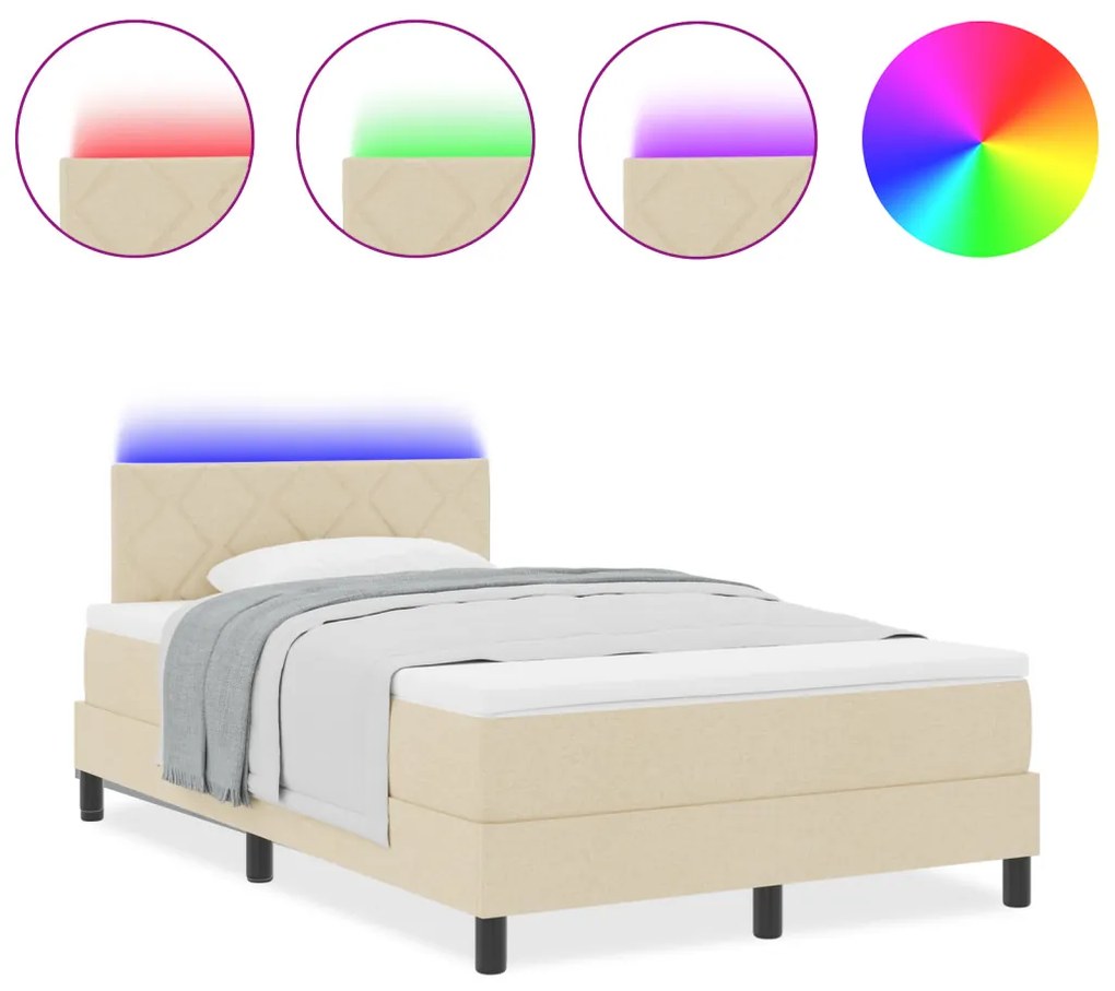 Box Spring Ágy Matraccal & LED Krém 120x200 cm Szövet