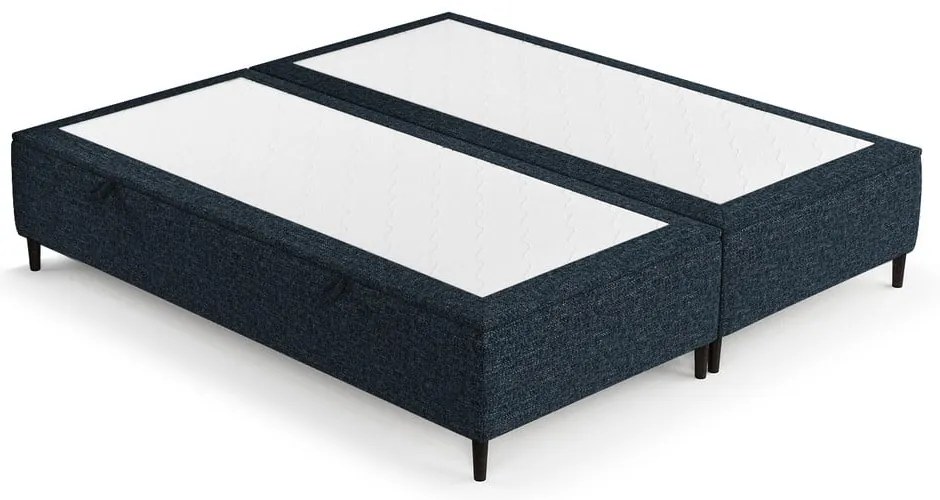 Sötétkék kárpitozott ágyneműtartós franciaágy 140x200 cm Tate – Maison de Rêve