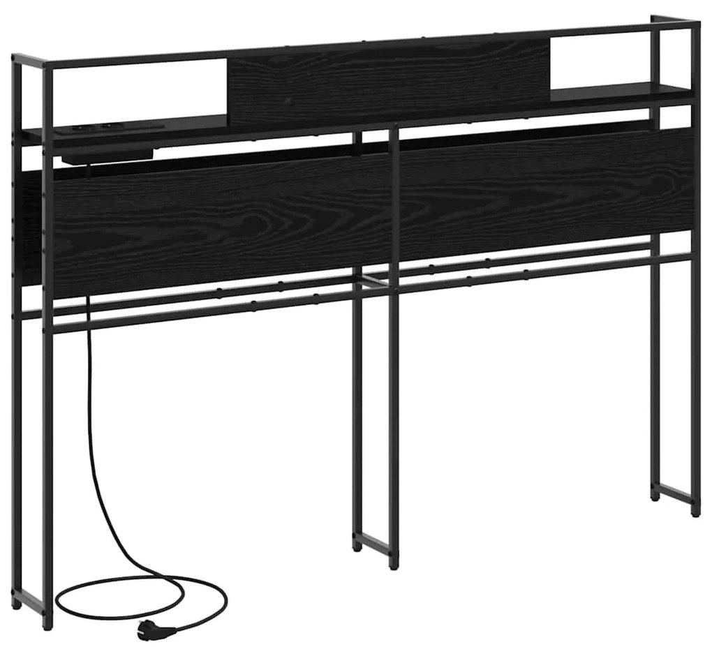 Tároló fejtámla polcokkal tárolóval Musta tammi 120 cm Faanyag