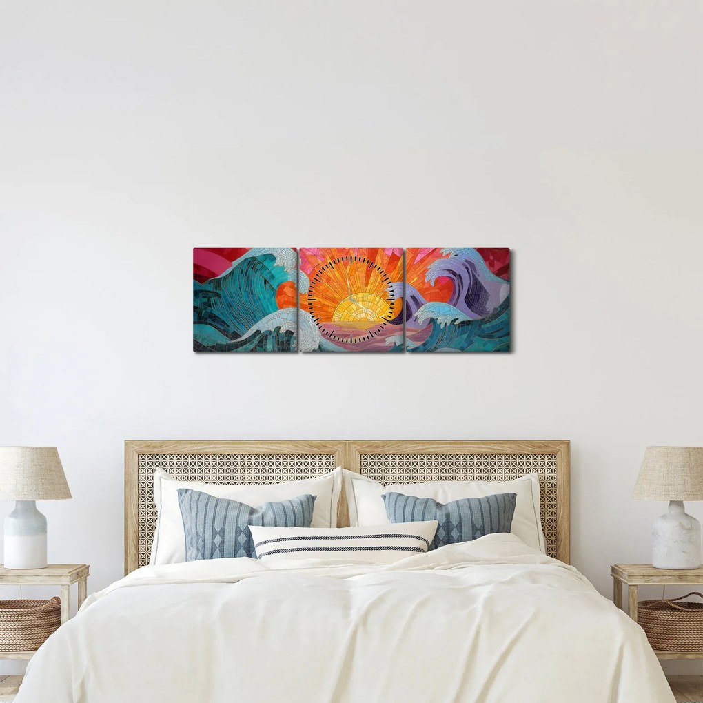 Kép - Hullámmozaik (órával) (90x30 cm)