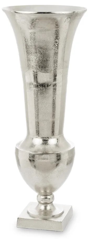 Loyd design magas ezüstszín hengeres fodros fém serleg szögletes masszív talppal 79x30x30cm