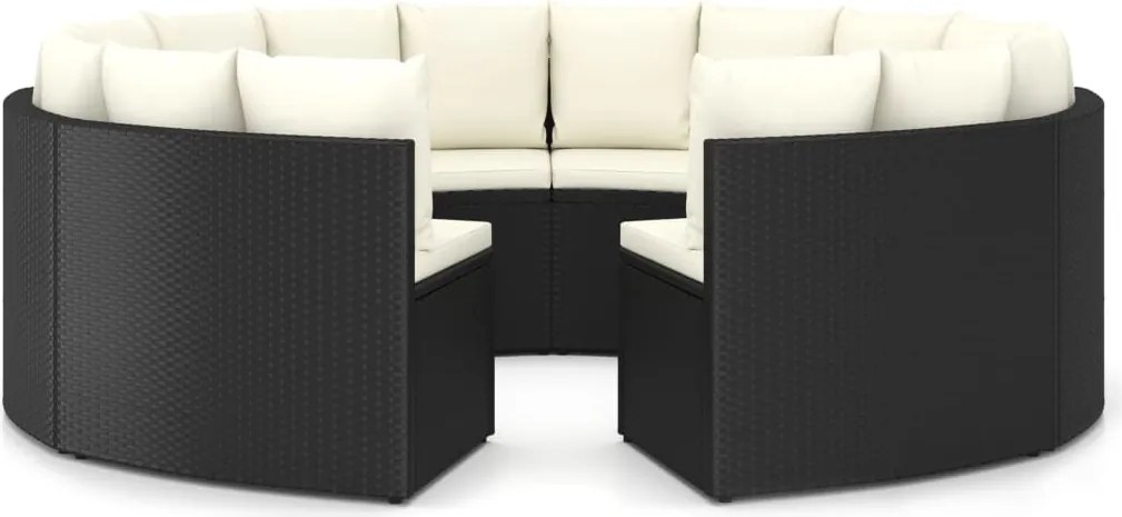 vidaXL 8 részes fekete polyrattan kerti kanapészett párnákkal