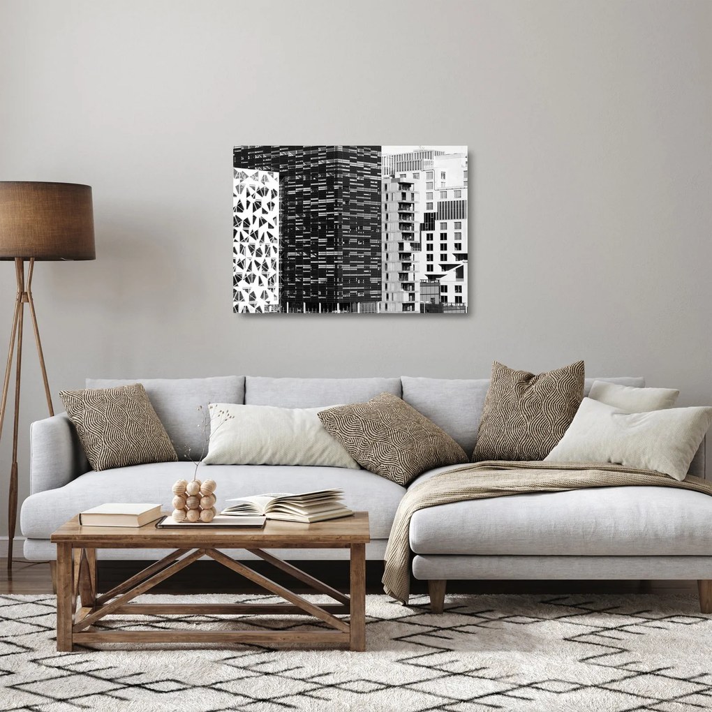 Fekete-fehér építészet képe (üvegen) (70x50 cm)