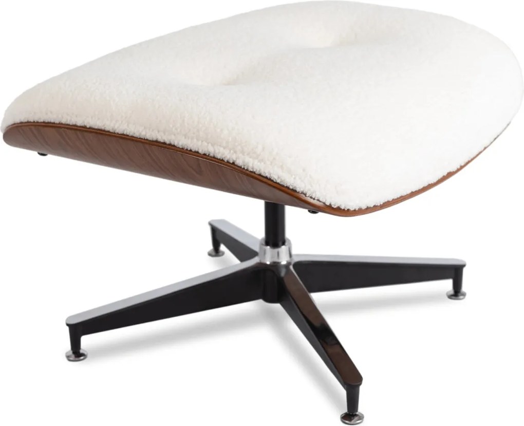 Pihenőfotel lábtartóval fehér bouclé kárpittal – PALERMO