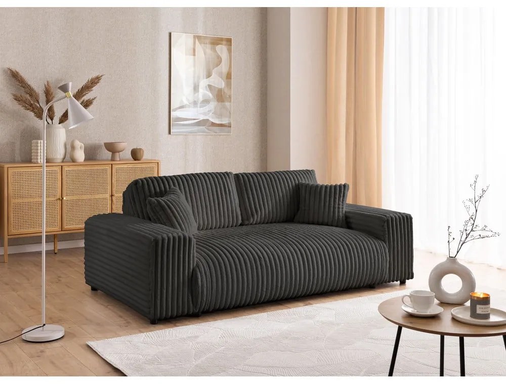 Sötétszürke kordbársony kanapé 213 cm Justin – Ropez