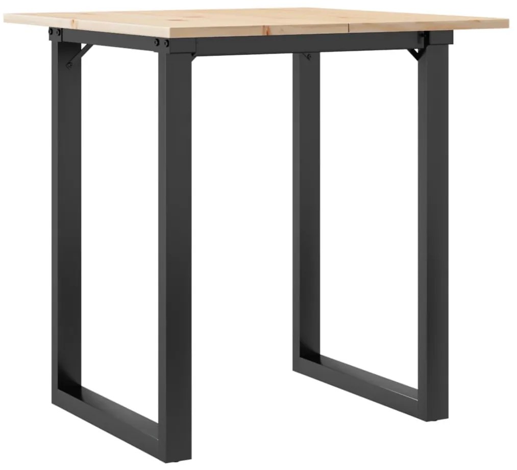 Tömör fenyőfa és acél étkezőasztal O-vázzal 70x70x75 cm