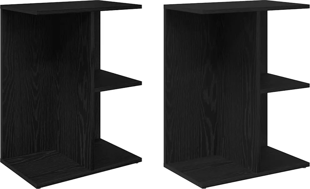 vidaXL éjjeliszekrények 2 db fekete tölgy 46,5x29x61 cm gépelt fa