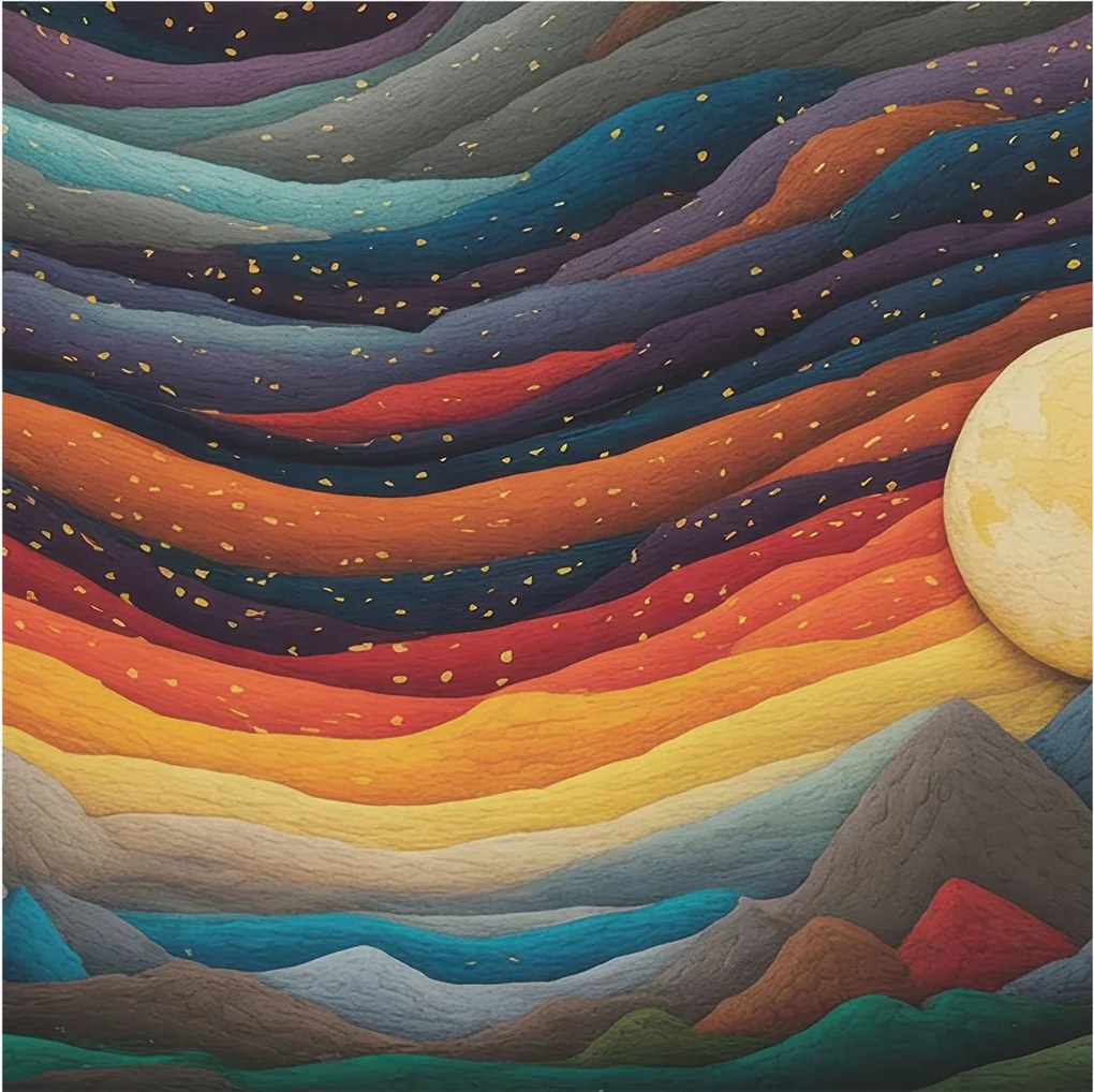 Dekoratív fotótapéta falra Könnyű összeszerelés Színes hegyek 250x250 Ragasztó