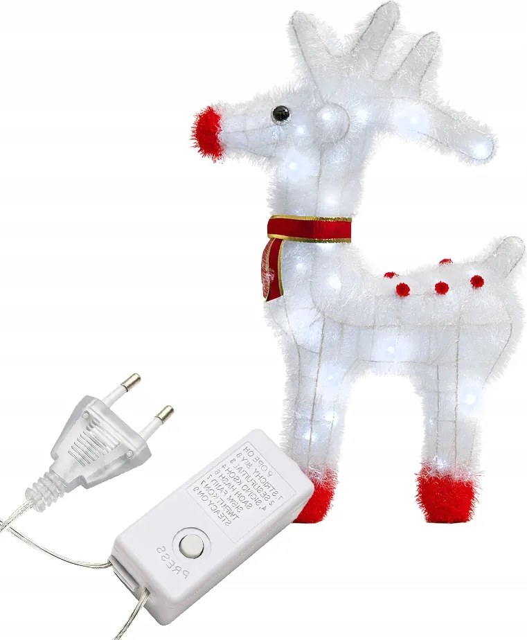 Rénszarvas 3D Led Fehér Hideg Fém Dekoráció Karácsonyi Dekoráció
