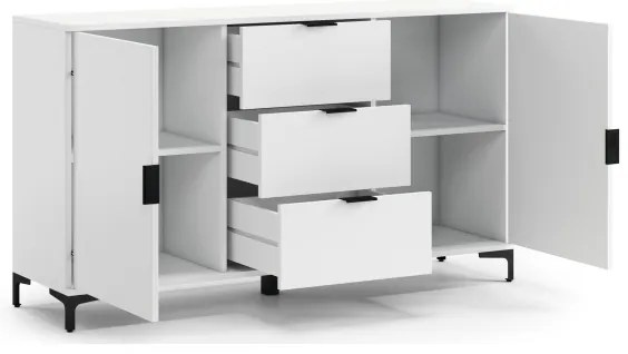 Fehér LORA komód fiókokkal és ajtókkal