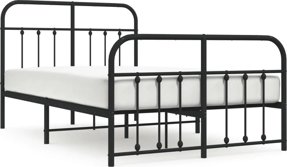 vidaXL fekete fém ágykeret fej- és lábtámlával 120 x 190 cm