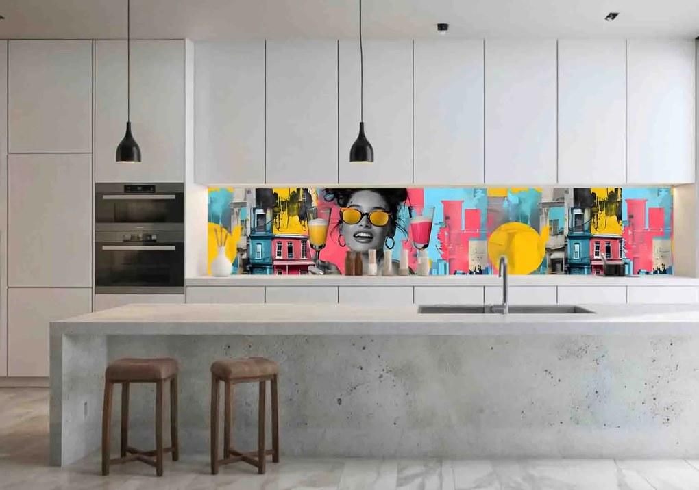 Wallplex konyhahátfal Happy Coctail (Méret: 60x180)