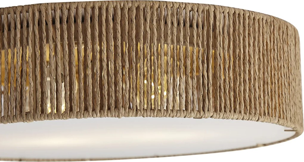 Japandi mennyezeti lámpa természetes színben, 38 cm-es búrával, 2 égős - Luz