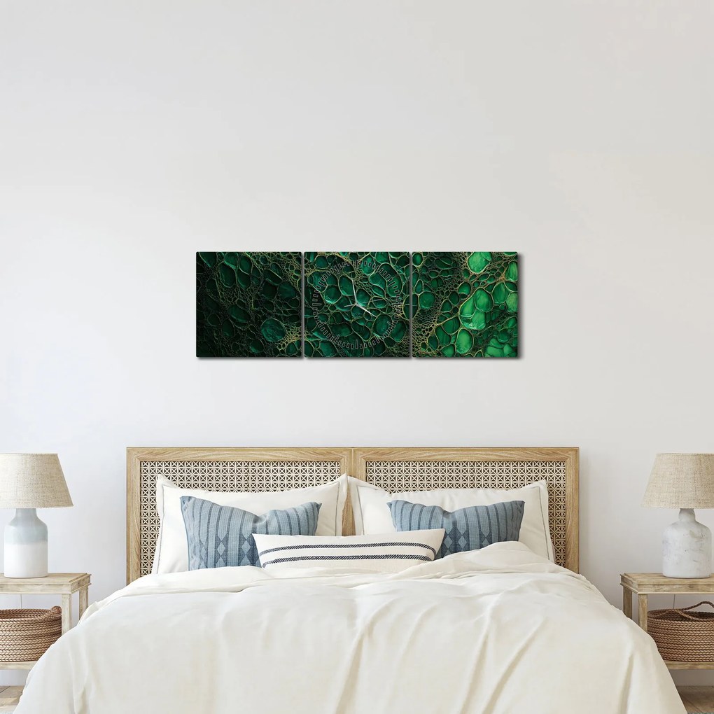 Kép - Zöld mikroszkópos kép (órával) (90x30 cm)