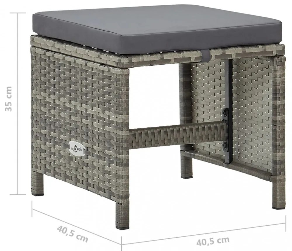 4 db szürke polyrattan kerti ülőke párnákkal