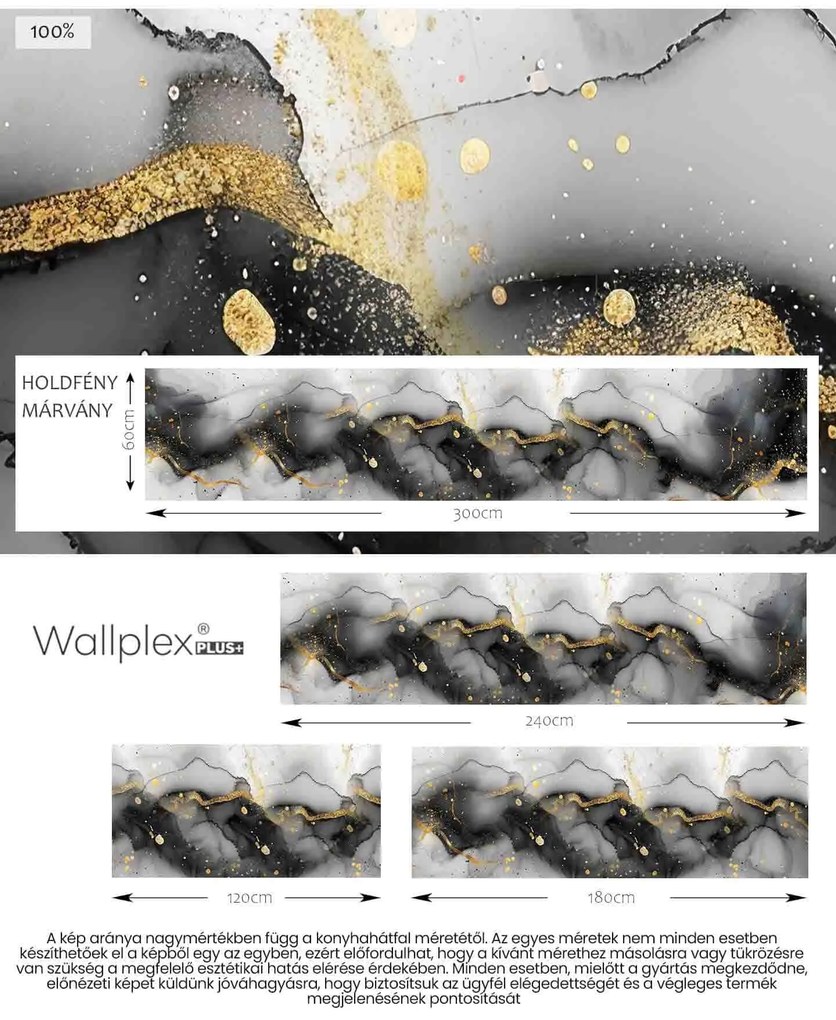 Wallplex konyhahátfal Holdfény Márvány (Méret: 60x300)