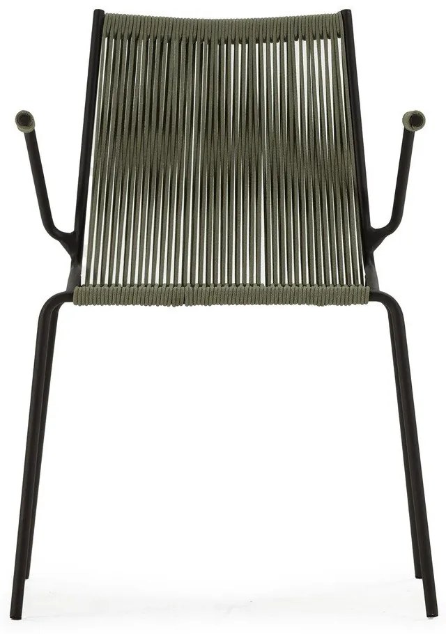 Zöld fém karfás-rakásolható étkezőszék szett 2 db-os Emily – Marckeric