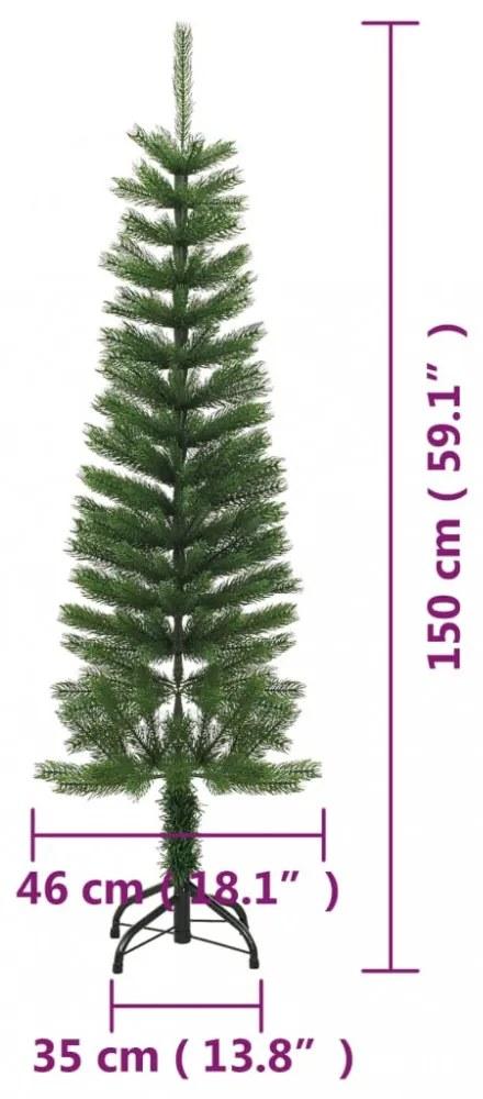 vékony polietilén műkarácsonyfa állvánnyal 150 cm