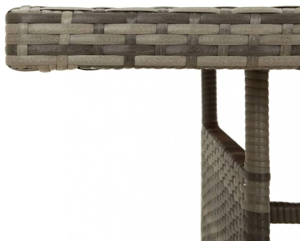 szürke polyrattan és tömör akácfa kerti asztal 160 x 70 x 72 cm