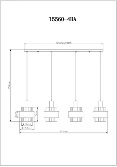 Globo 15560-4HA - Csillár zsinóron MILLEY 4xE27/60W/230V