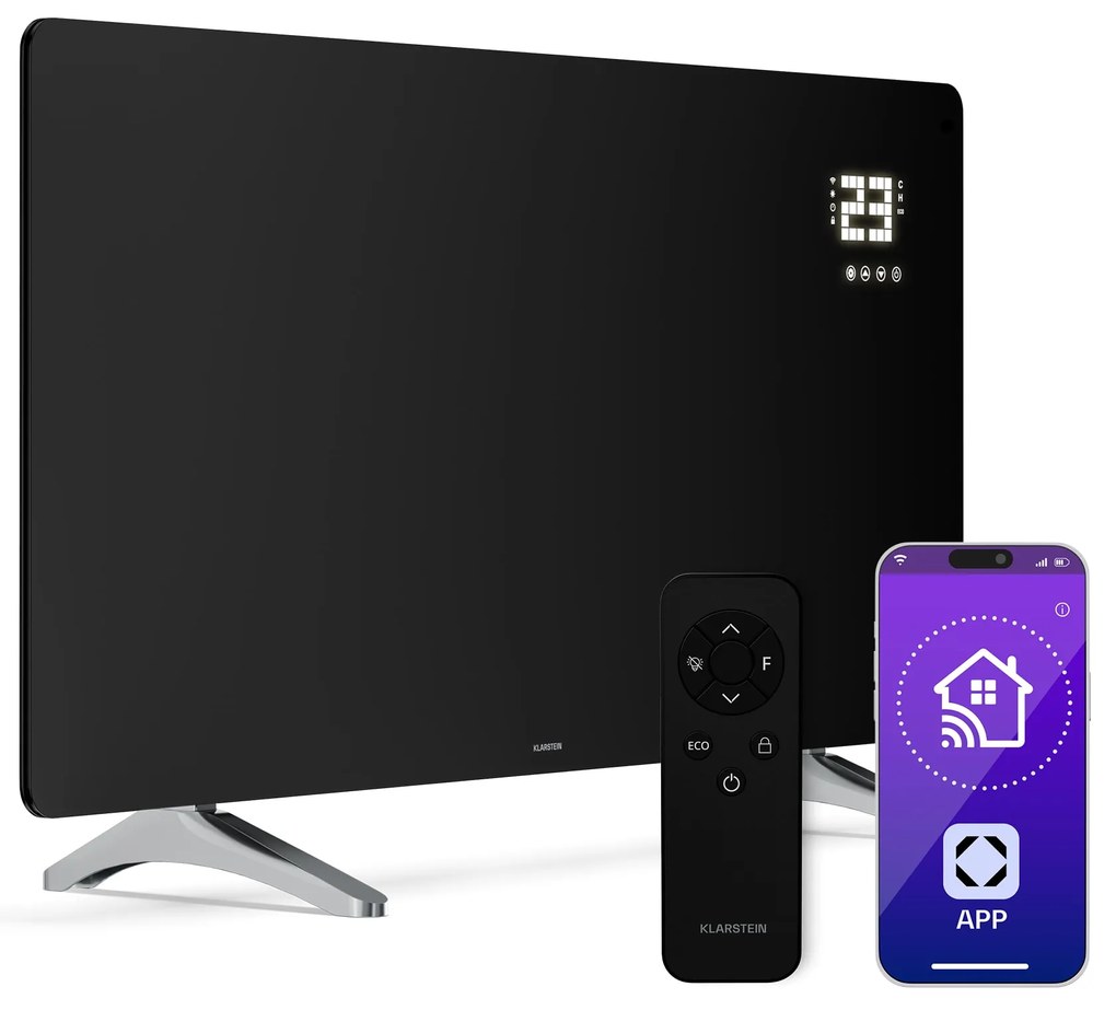 Klarstein Wonderglass infravörös panel | 720 W | 3 - 7 m² | Modern üveg design | 120 cm x 68 cm