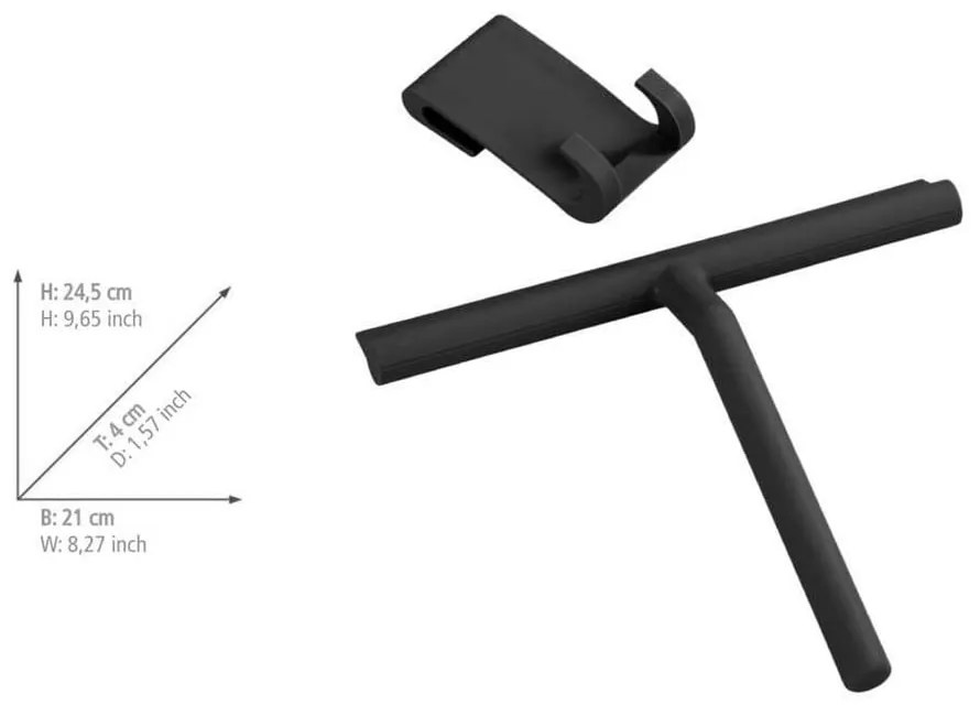 Fekete függő öntapadós fém fürdőszobai kiegészítő szett Classic – Wenko