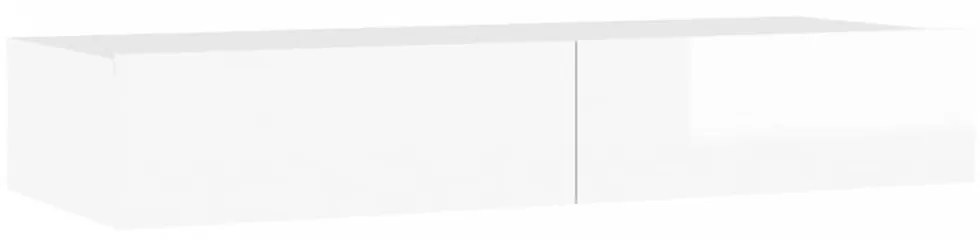 Magasfényű fehér TV-szekrény LED lámpákkal 90 x 35 x 15,5 cm