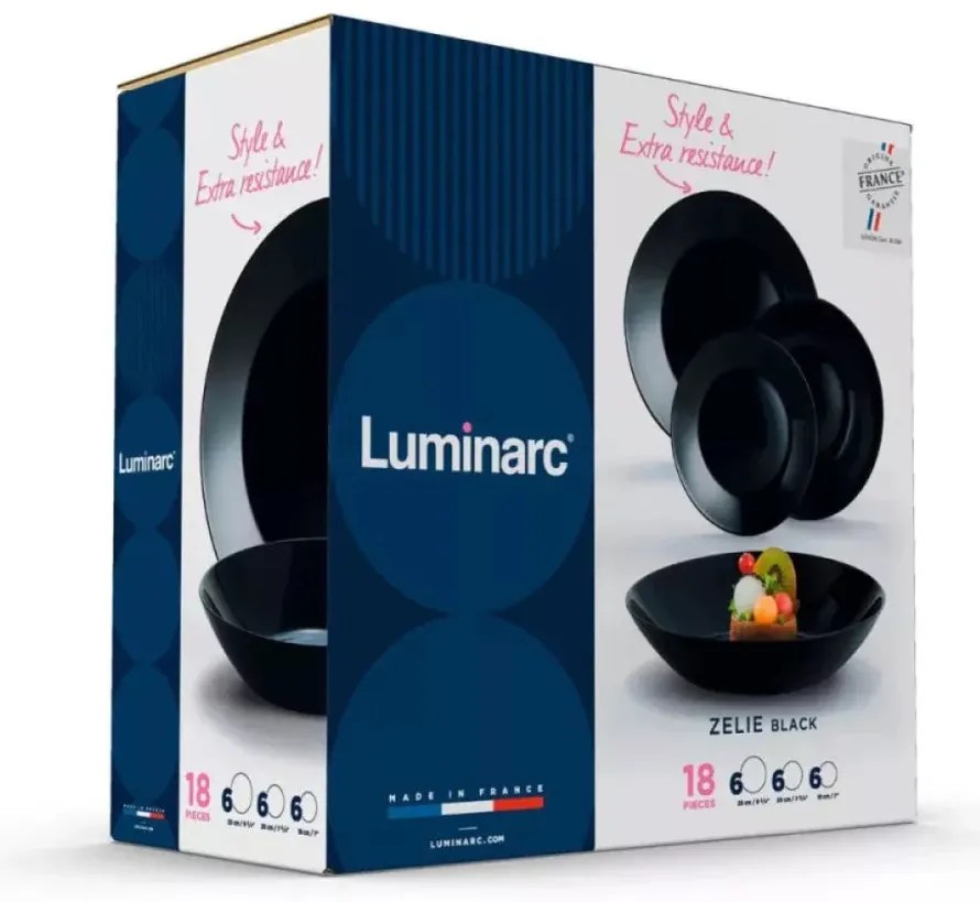 Luminarc ZELIE üveg étkészlet 18 részes 6 személyes fekete