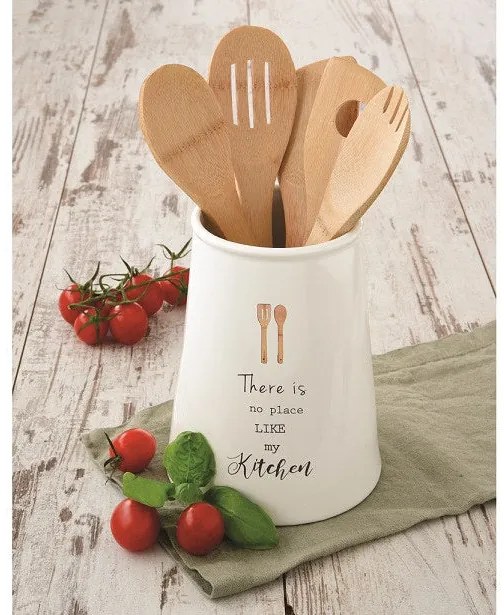Porcelán fakanáltartó 5 db bambusz konyhai eszközzel KITCHEN Elements