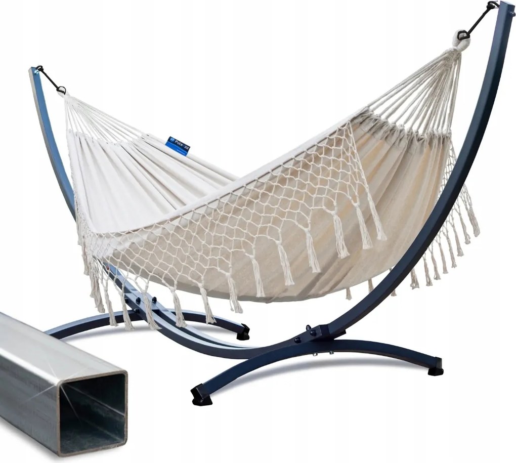 Kerti Függőágy Horganyzott acél váz 220kg függőágy Santia XL 220x160 Potenza