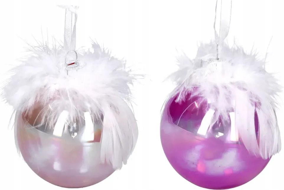 Üveg gömb opál tollak díszített karácsonyfa