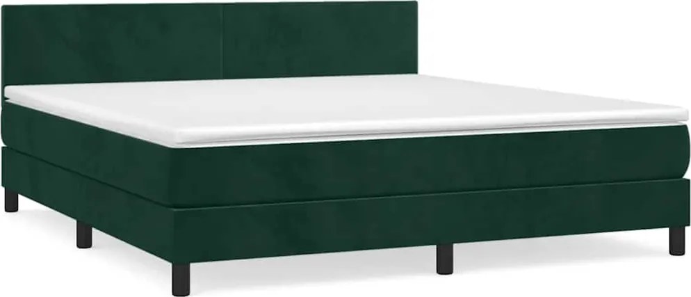 vidaXL sötétzöld bársony rugós ágy matraccal 180x200 cm