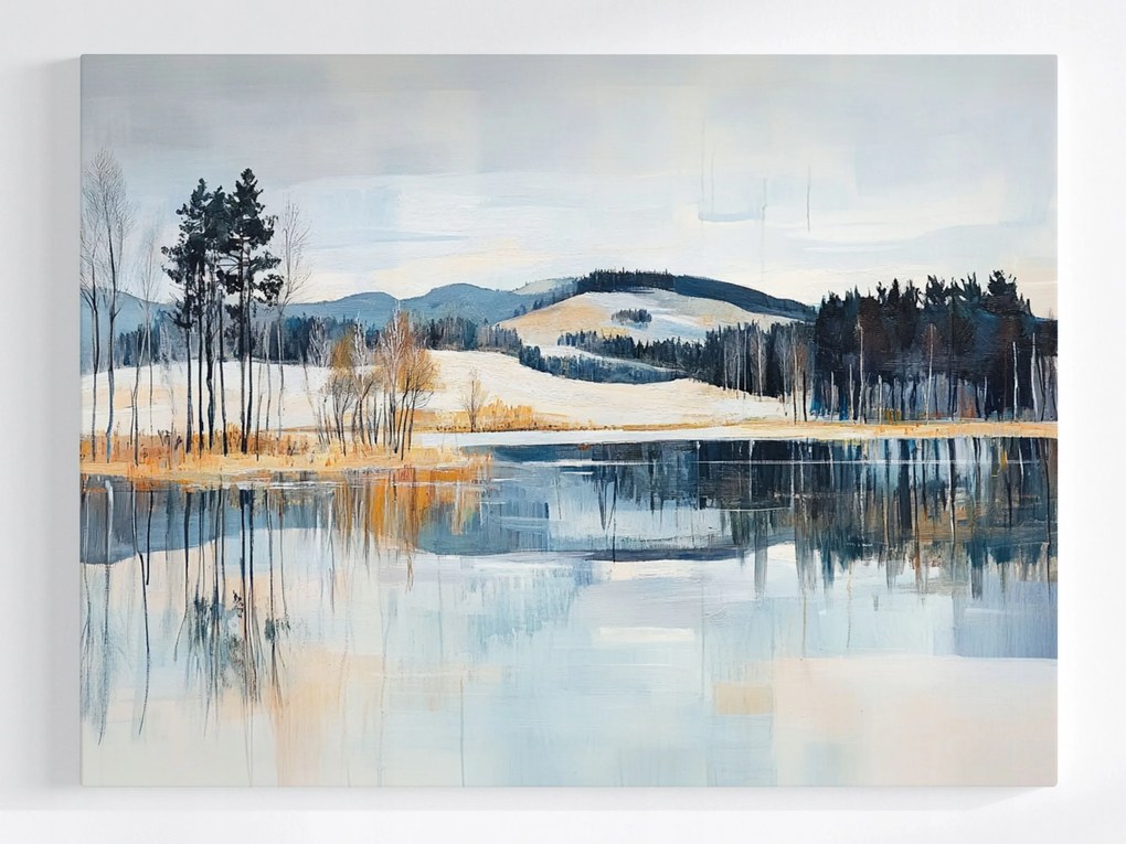 Poszter Tájkép Tél Hó Hegyek Tó Tájkép 100x75