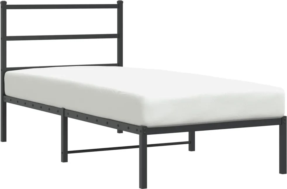 vidaXL fekete fém ágykeret fejtámlával 90 x 190 cm
