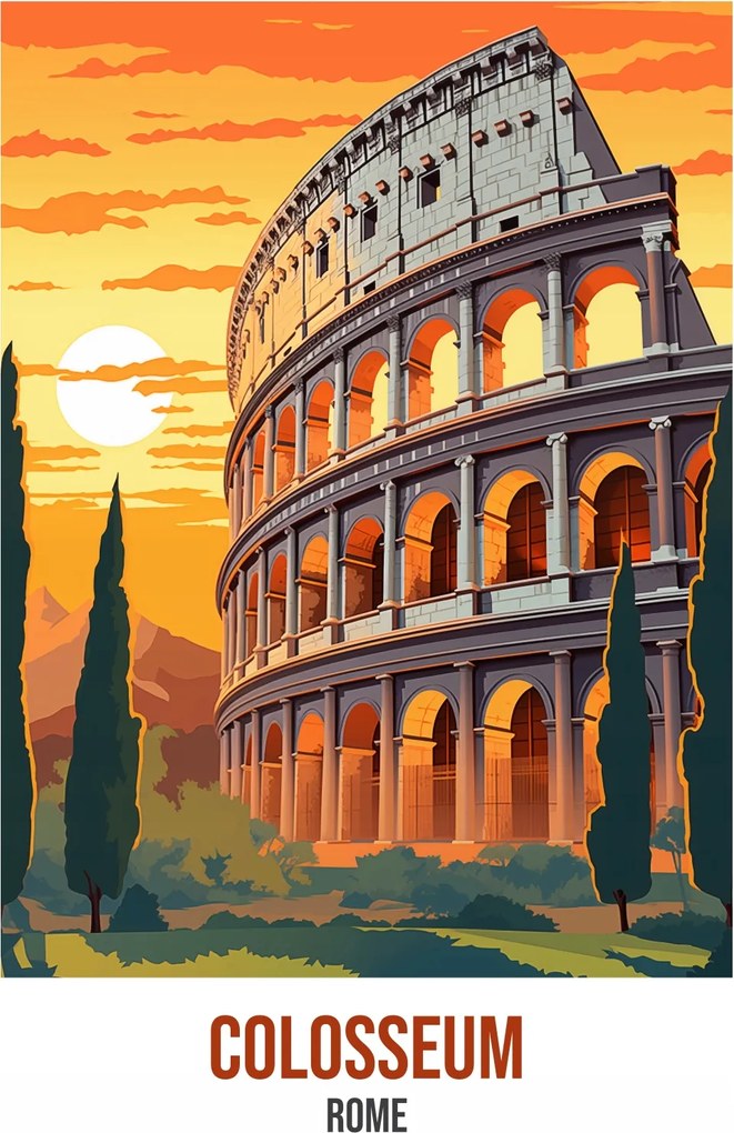 Poszter 68x98cm Colosseum, Rome