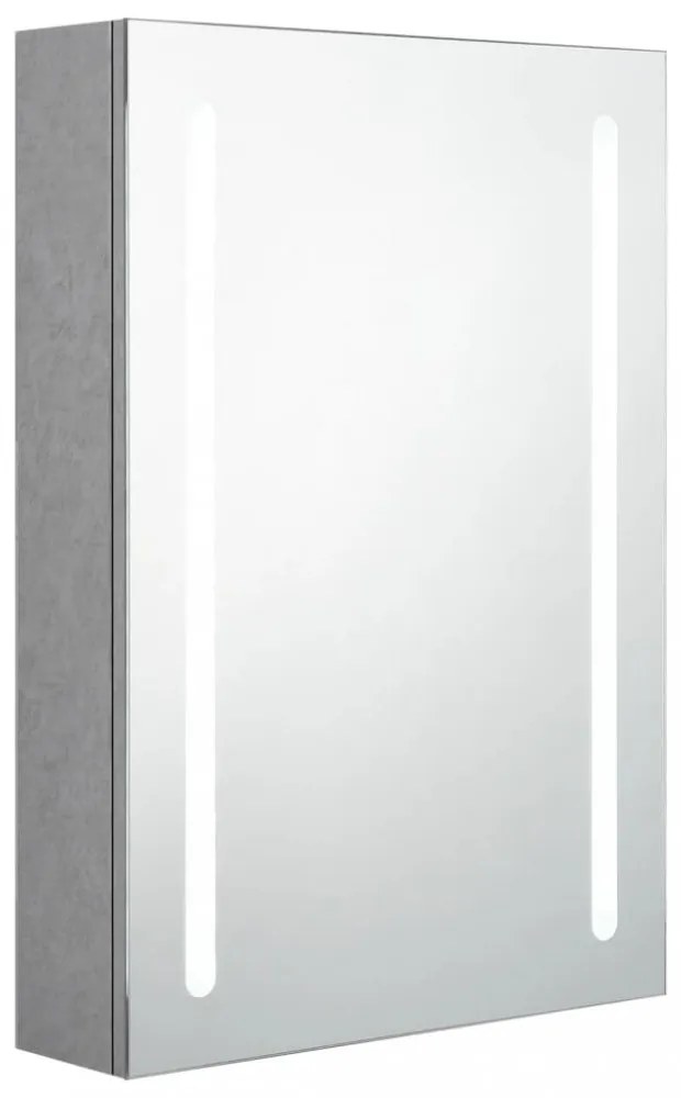 betonszürke LED-es tükrös fürdőszobaszekrény 50 x 13 x 70 cm