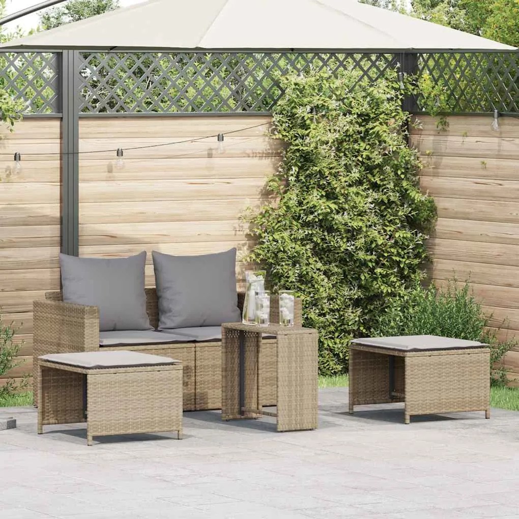 5 részes polyrattan kerti kanapé garnitúra párnákkal stackable