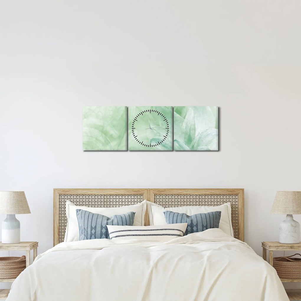 Kép - Zöld virág (órával) (90x30 cm)