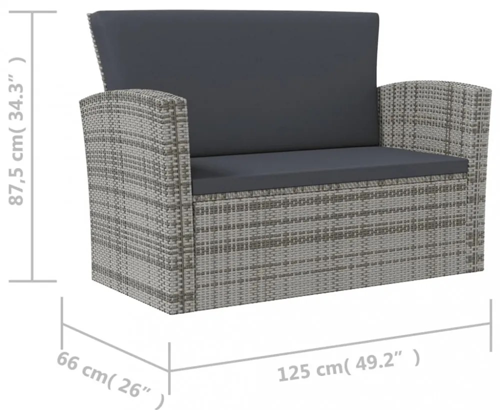 16 részes szürke polyrattan kerti ülőgarnitúra párnákkal