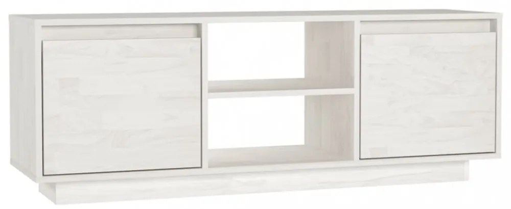 fehér tömör fenyőfa TV-szekrény 110 x 30 x 40 cm