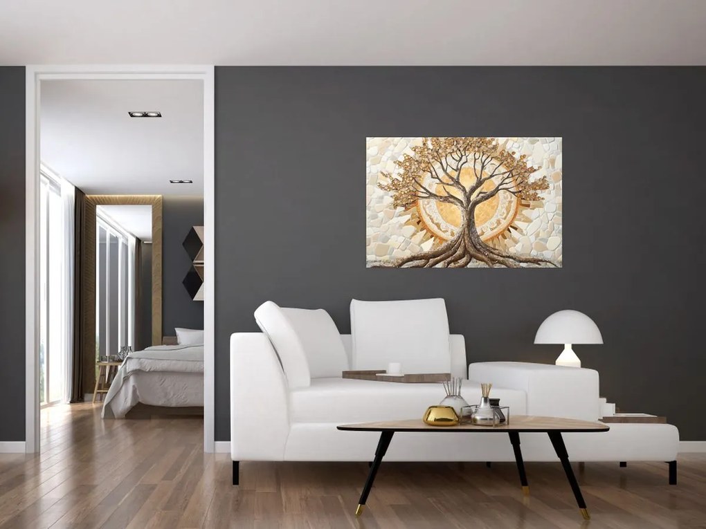 Kép – Arany életfa mozaikban (90x60 cm)