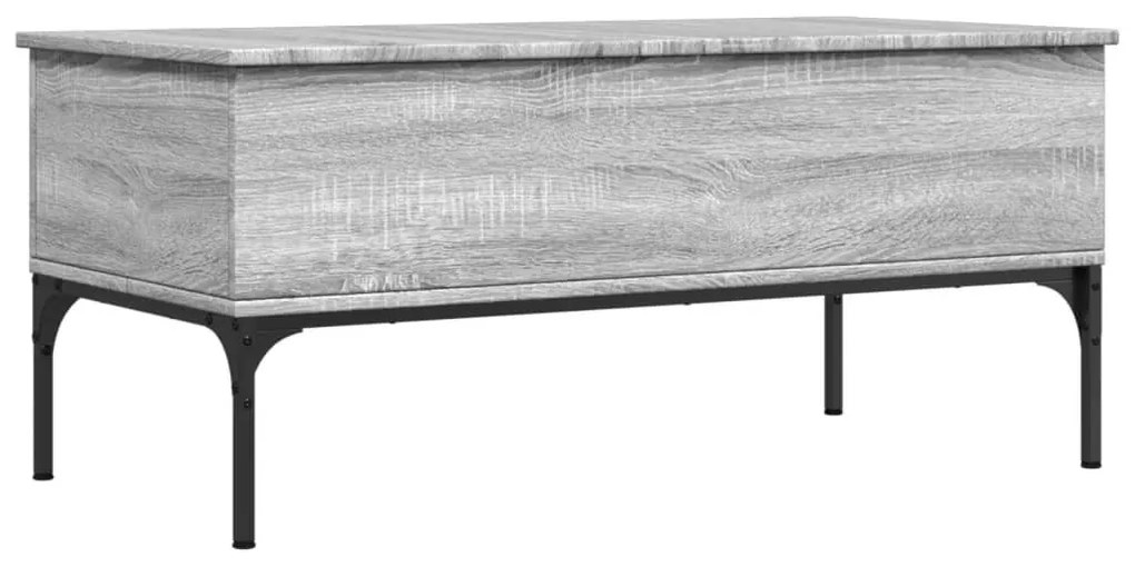 Szürke sonoma szerelt fa és fém dohányzóasztal 100 x 50 x 45 cm