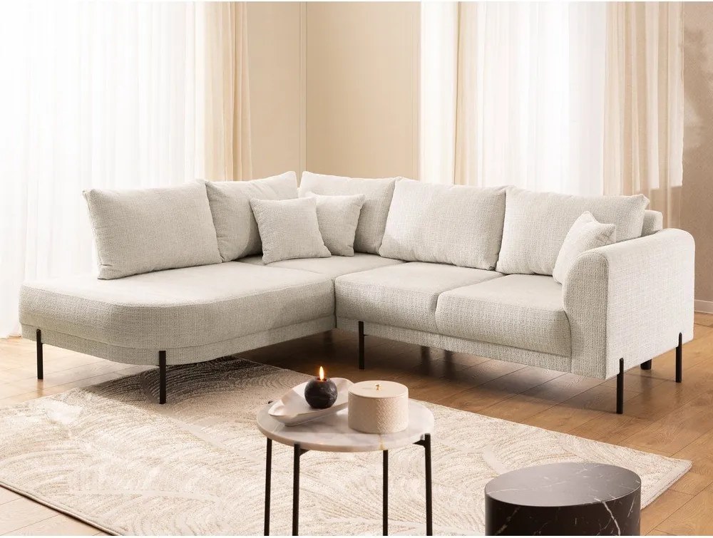 Bézs zsenília sarokkanapé (bal oldali-L alakú) Mauris – Ropez