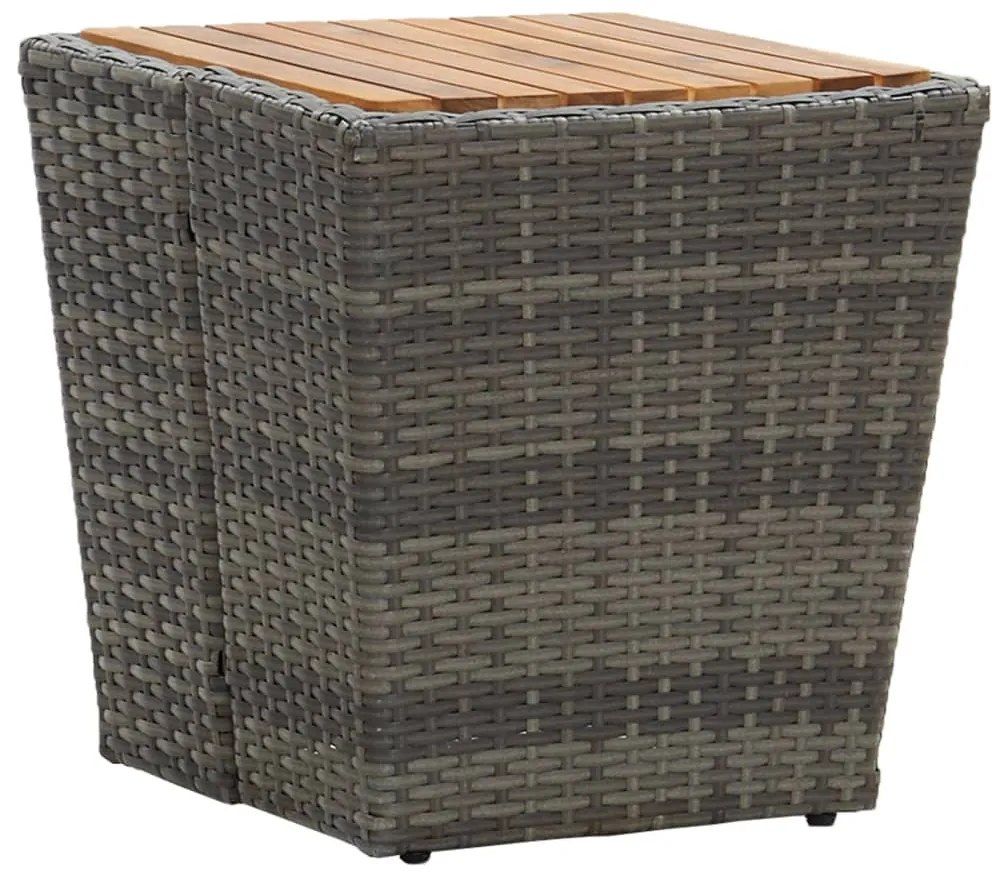 3 részes szürke polyrattan/üveg bisztrógarnitúra párnákkal