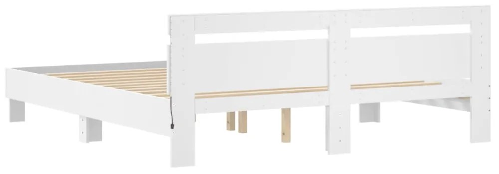fehér ágykeret fejtámlával és LED-del 200 x 200 cm