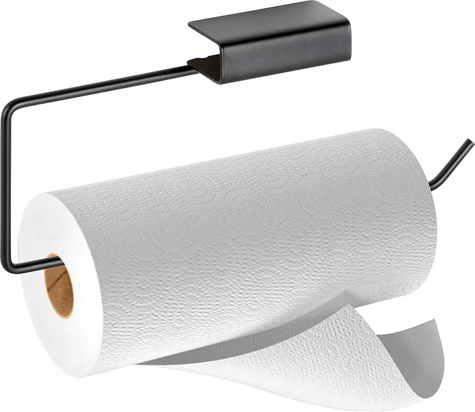 Papírtörölköző Tartó Fém Fekete Öntapadós Konyhai